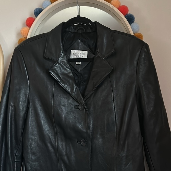 Vintage Valerie Stevens New Zealand Lambskin Leather Blazer Jacket Coat - Picture 3 of 9